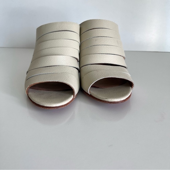 FORTRESS OF INCA Gaby Ivory Leather Mules Heels Sandals - Picture 2 of 8